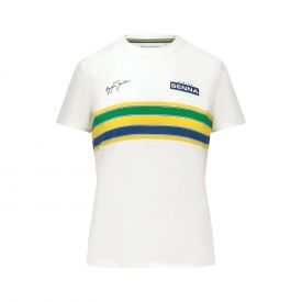 T-shirt AYRTON SENNA stripe blanc pour femme