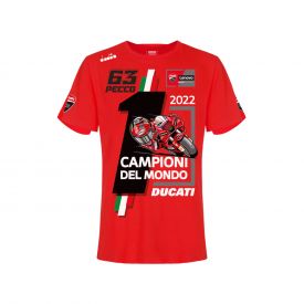 T-shirt DUCATI Pecco Bagnaia Champion MotoGP Rouge pour homme