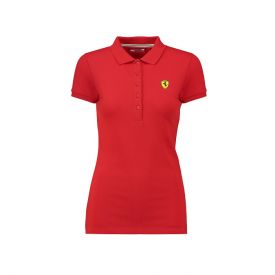 Polo FERRARI Classic rouge avec badge pour femme