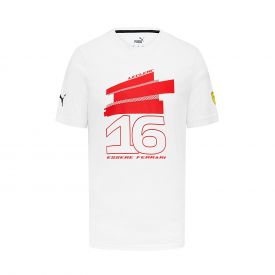 T-shirt FERRARI F1 Puma Driver Charles Leclerc Blanc pour homme