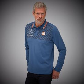 Polo GULF Racing manches longues bleu pour Homme