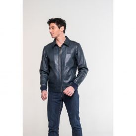 JACKY ICKX Leather Men's Jacket - blue