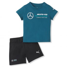 Ensemble t-shirt et short MERCEDES AMG bleu et noir pour enfant