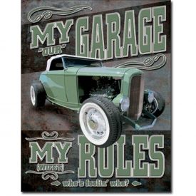 RETRO BRANDS My garage my rules decoration plate